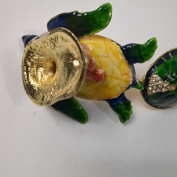 Green Turtle Fish Jewelry Trinket Box Decorative Collectible Sea Gift - Picture 8 of 8